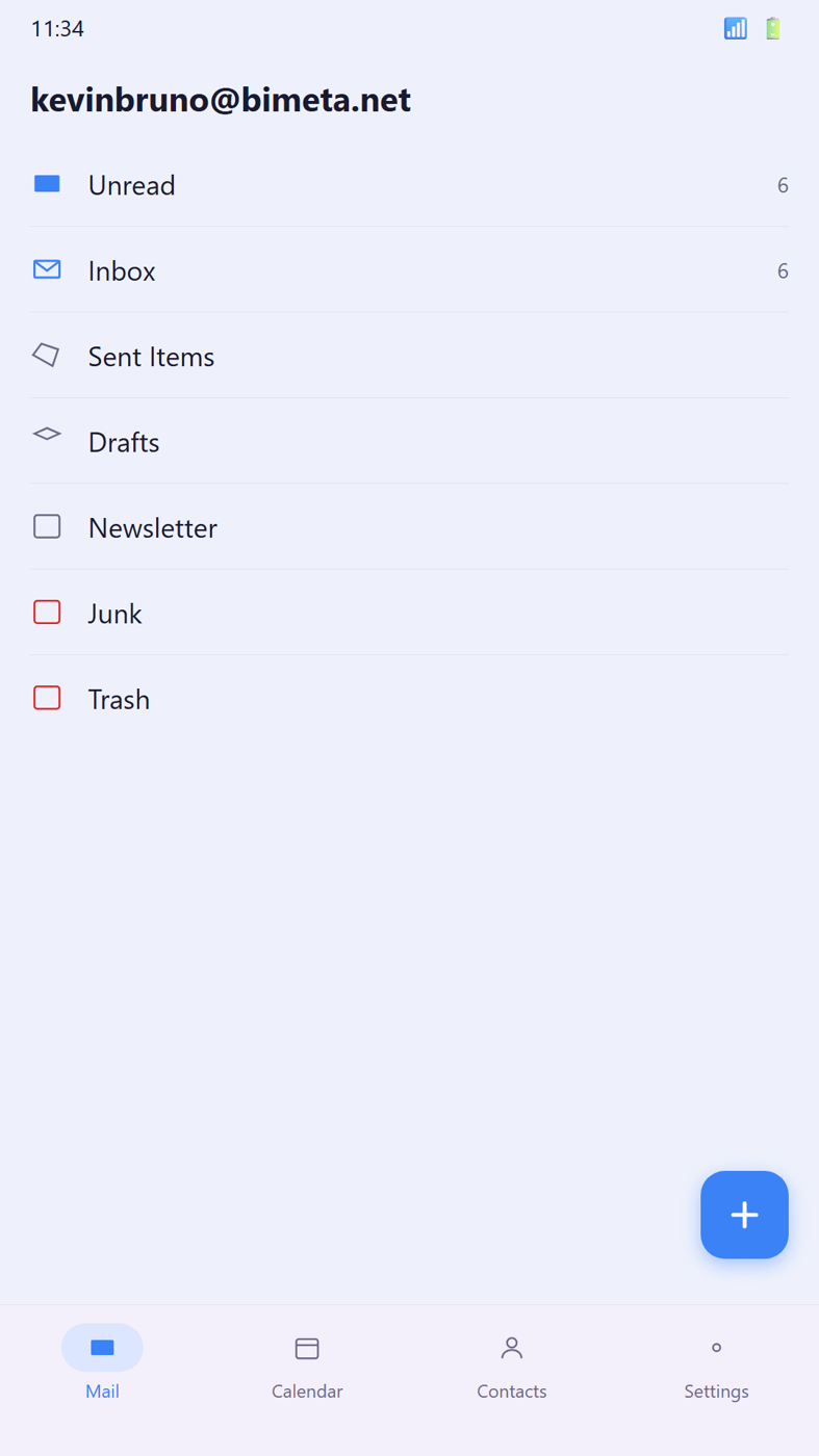 Folders in BIMeta Mail.